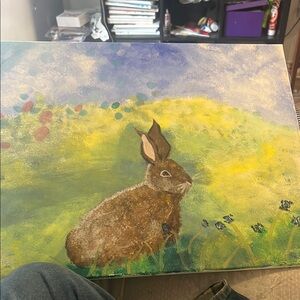 Realistic Brown and Green Rabbit Drawing